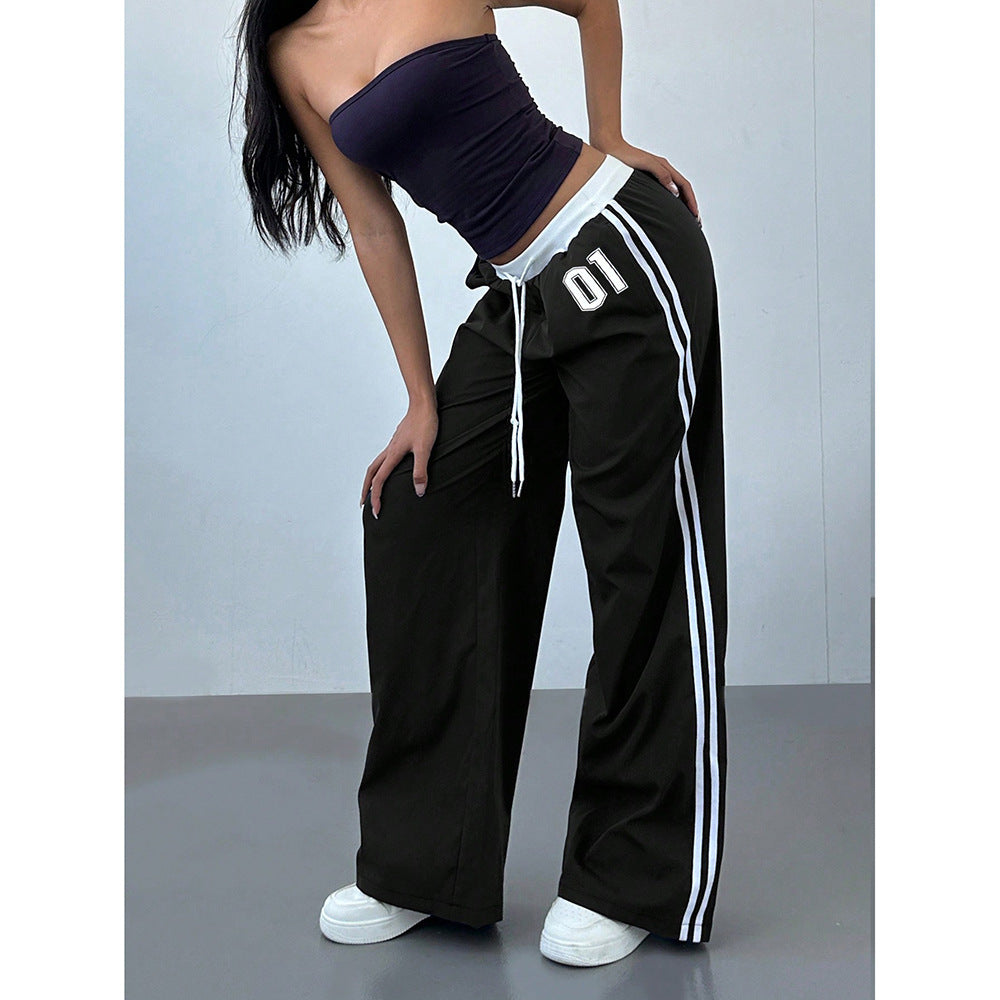 Loose Trendy Digital Printing Design Sense All-matching Long Pants Black Figure 01 - D&A