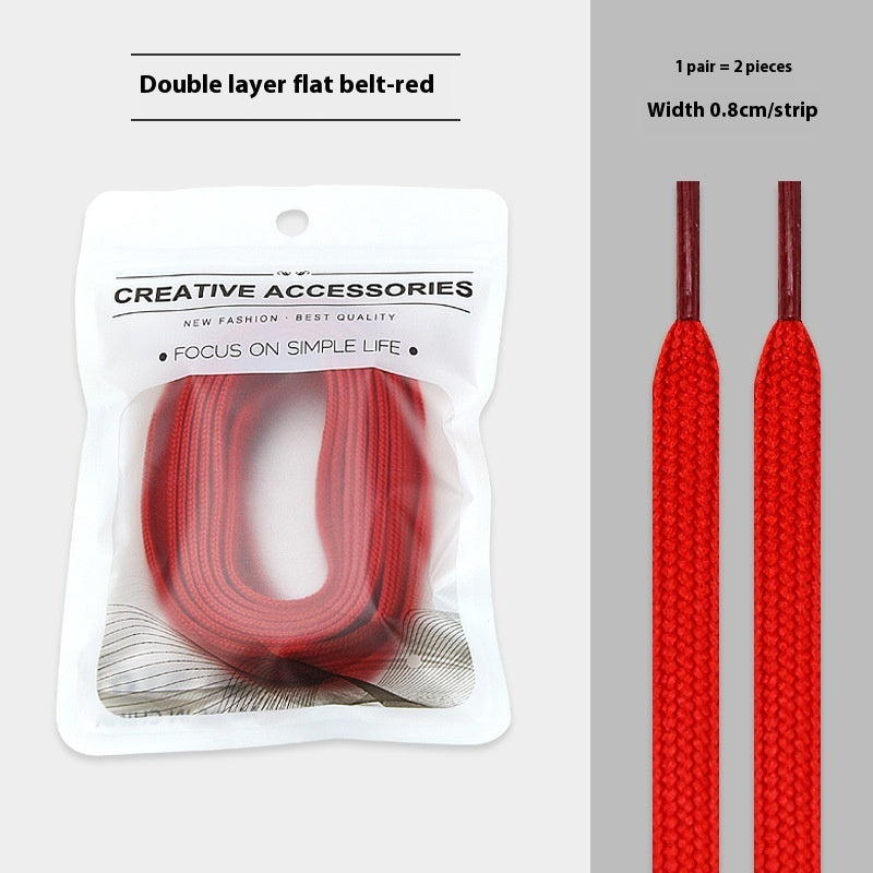White Shoes Colorful Bandlet Shoelaces Red - D&A