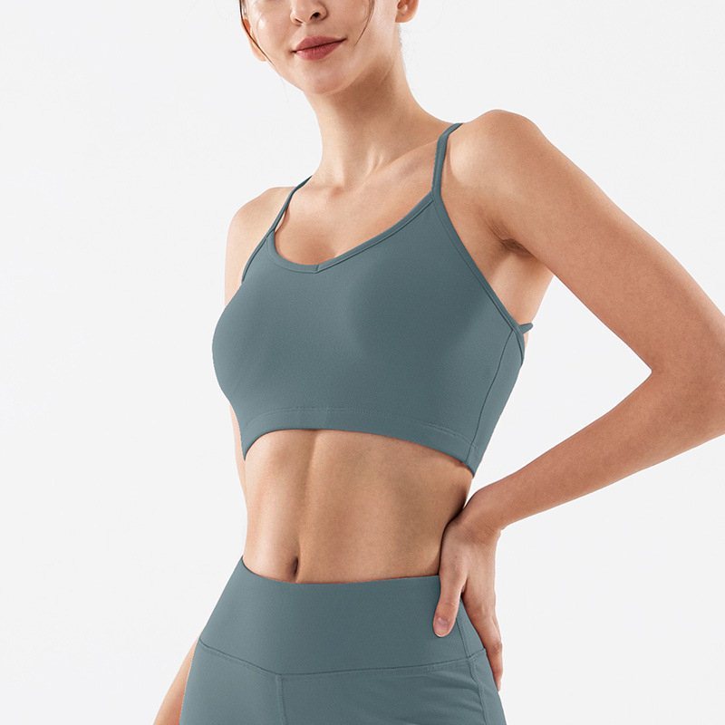 sports and leisure Yoga bra with chest pad sports bra Dark green - D&A