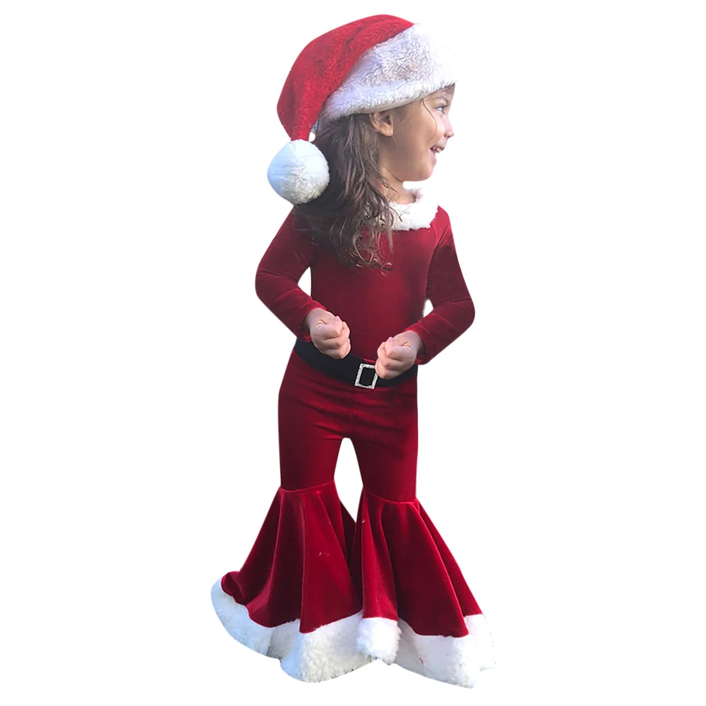 Winter Christmas Long-sleeved Shirt Bell Bottoms Hat Three-piece Children's Clothing - D&A