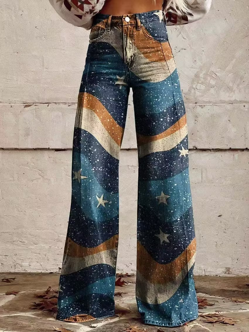 Hot Selling Plus Size Women's Casual Pants Thin Imitation Jeans H - D&A