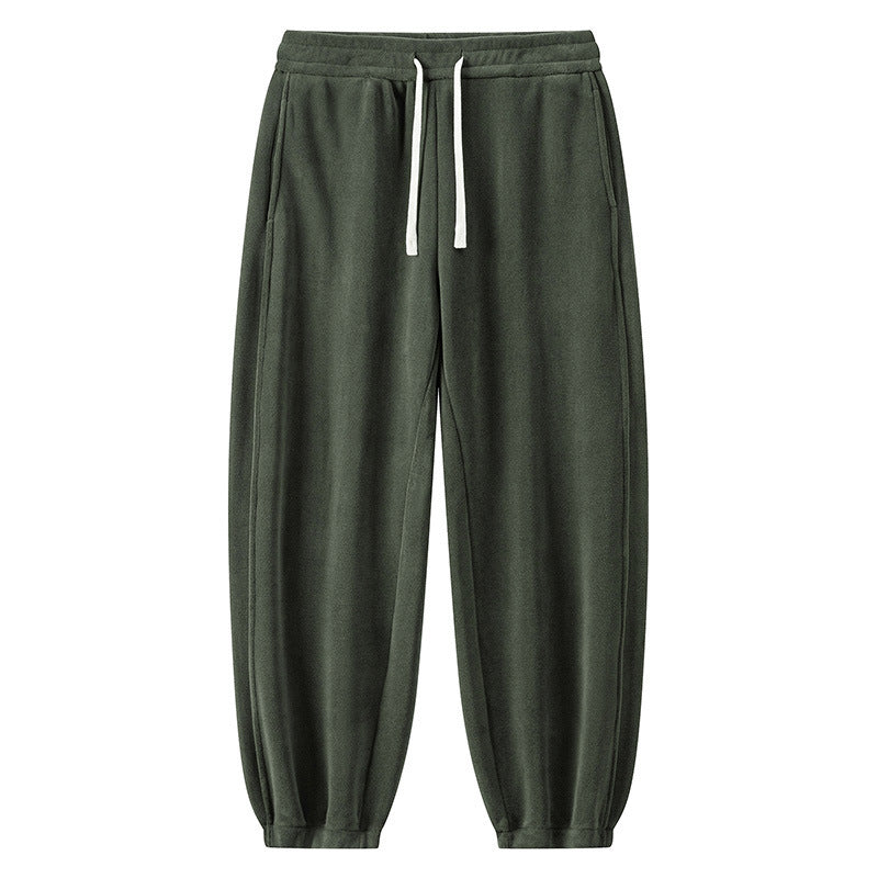 Winter Male Fleece-lined Track Pants Army Green - D&A