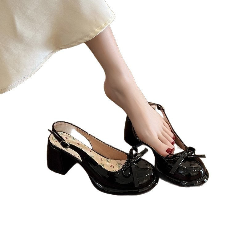 Summer New All-match Bow Satin Toe Cap Slingback Sandals - D&A