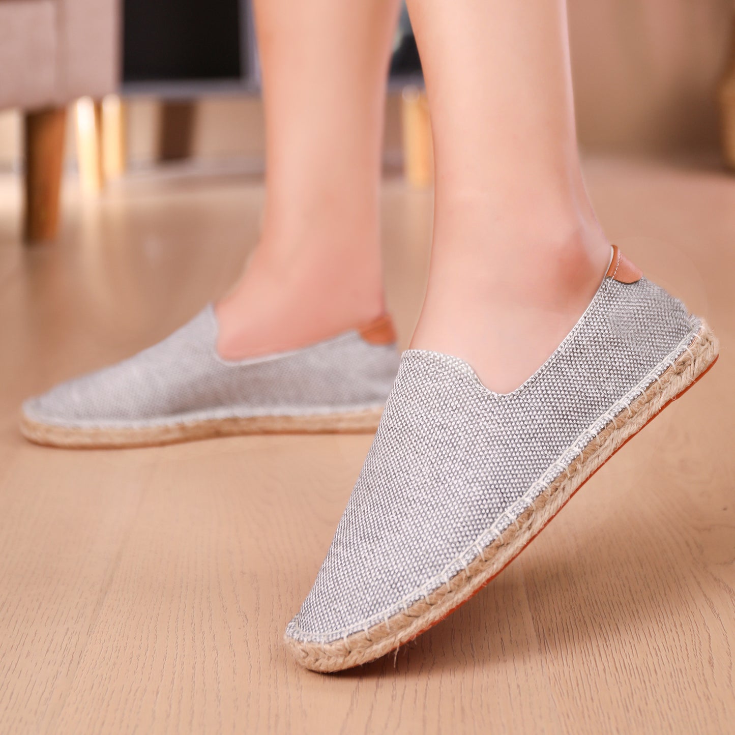 Sweat-absorbent Breathable Lazy Cloth Shoes Loafers Men T206 Gray - D&A
