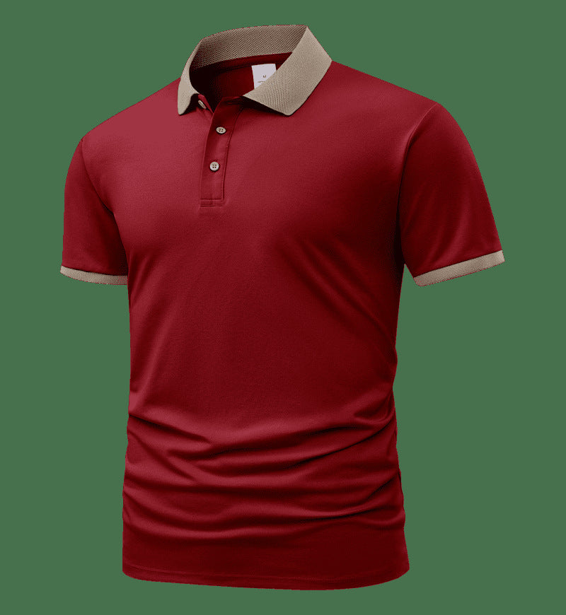 Summer Polo Shirt Printed T-shirt Short Sleeve High-end Lapel Red - D&A