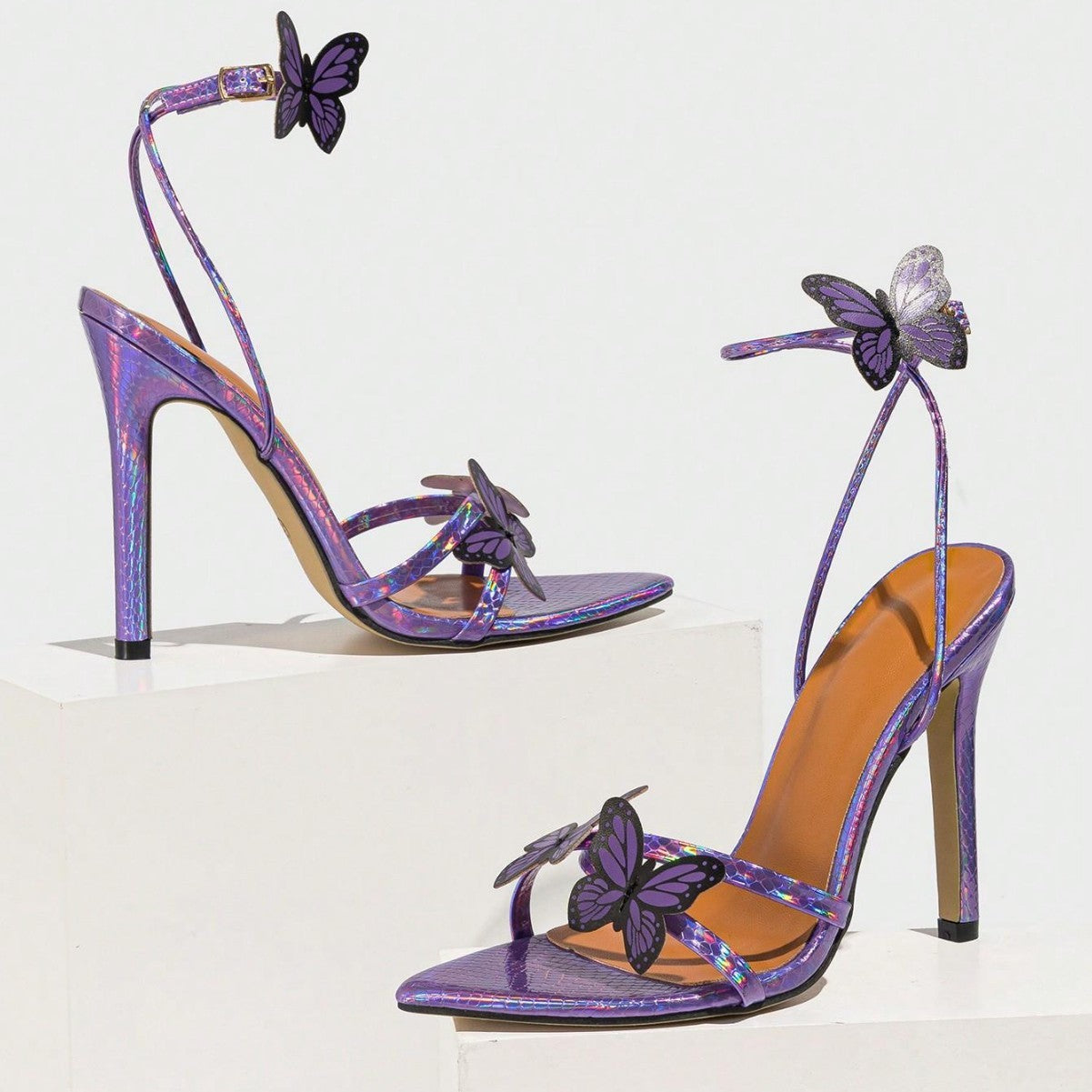 Women's Pointed-toe Three-dimensional Butterfly Stiletto Heel Sandals - D&A