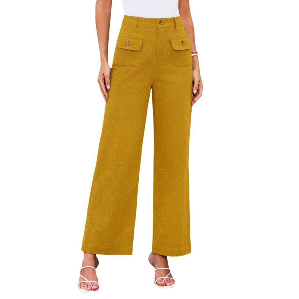 Women's High Waist Wide Leg Pants Stretch Casual Pants - D&A