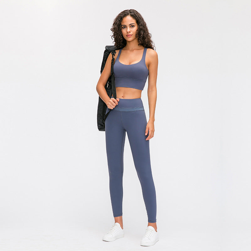Sports bra fitness shockproof running bra without steel ring Lavender - D&A