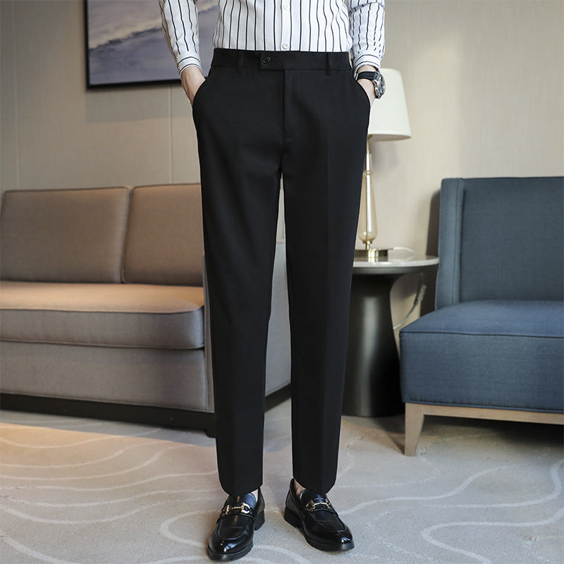 Straight Retro Brown Elastic Slim Fit Brown Casual Pants Black M2 Trousers - D&A