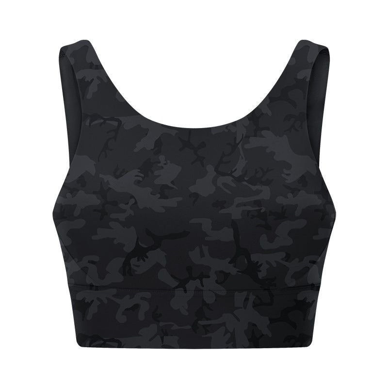 Sports Bra Running Shockproof Sports Beauty Back Bra Black camouflage - D&A
