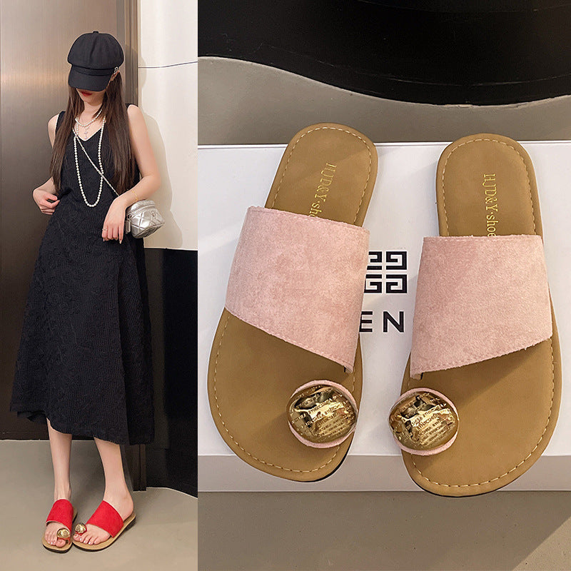 Women's Versatile Flat Bottomed French Toe Flip Flops - D&A