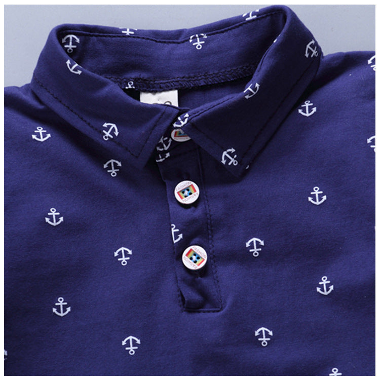 Anchor printed boy boy suit Korean short sleeve spring summer children's wear - D&A