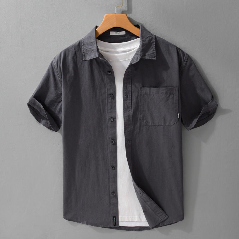 Summer Menswear White Simple Short Sleeve Shirt Gray - D&A