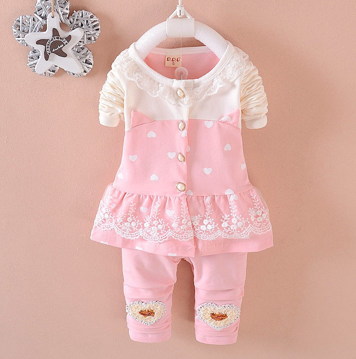 BibiCola Baby Girls Clothing Sets Toddle Tracksuits Kids Tops Pants 2pcs Tracksuits Kids Girls Clothes Baby Girl Clothes Set Pink - D&A
