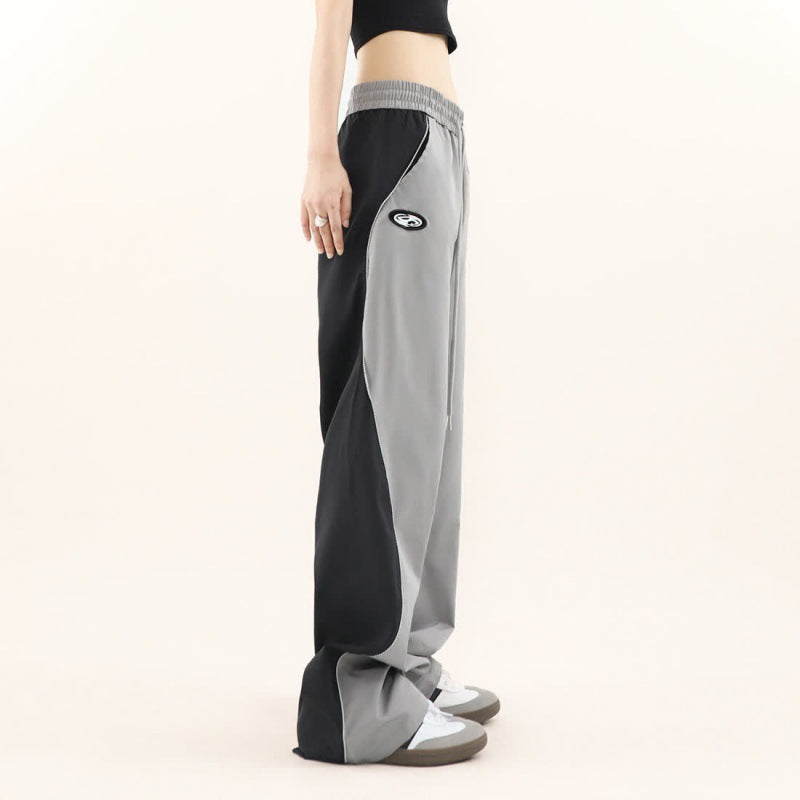 American Retro Color Contrast Patchwork Design Pants - D&A