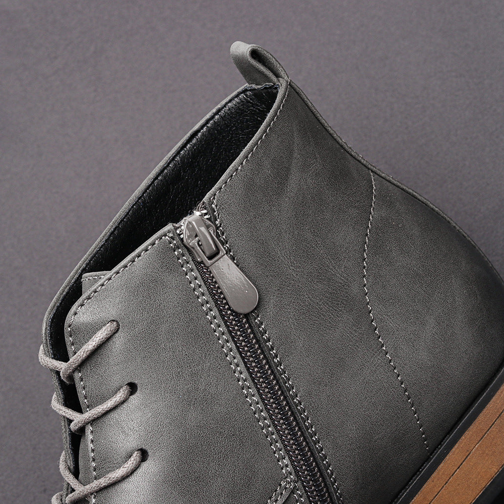 Plus Size Men's Chelsea Boots Inside Zipper Leather Boots - D&A