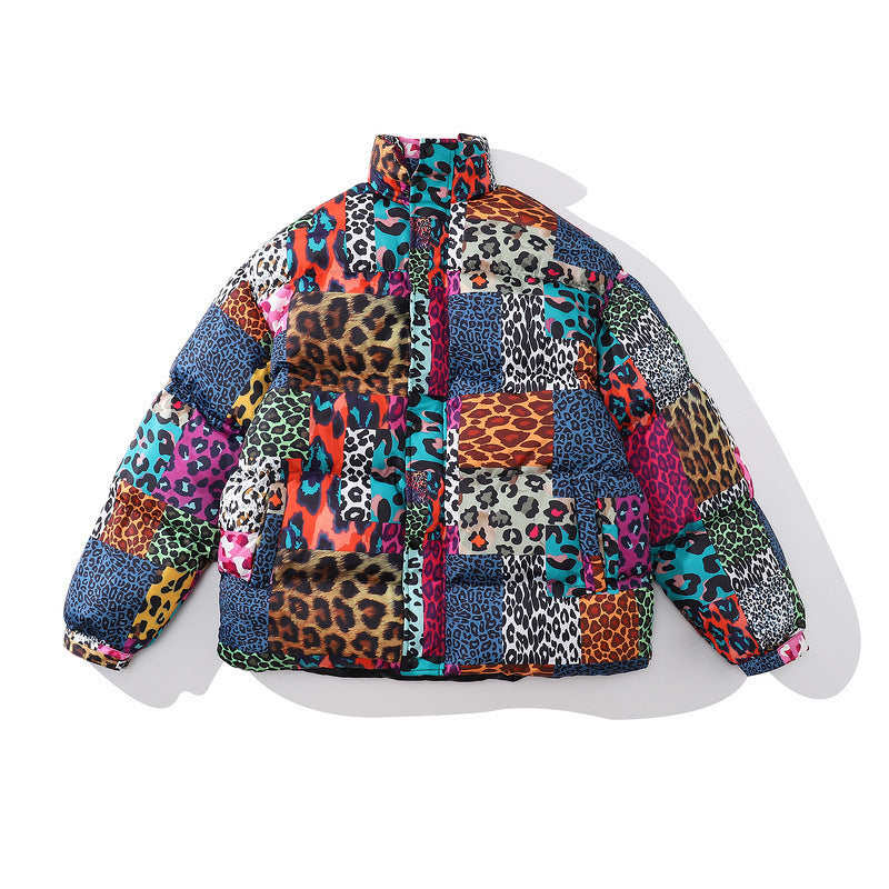 Color-blocking Thick Bread Clothes Loose Cotton-padded Jackets For Men And Women F - D&A