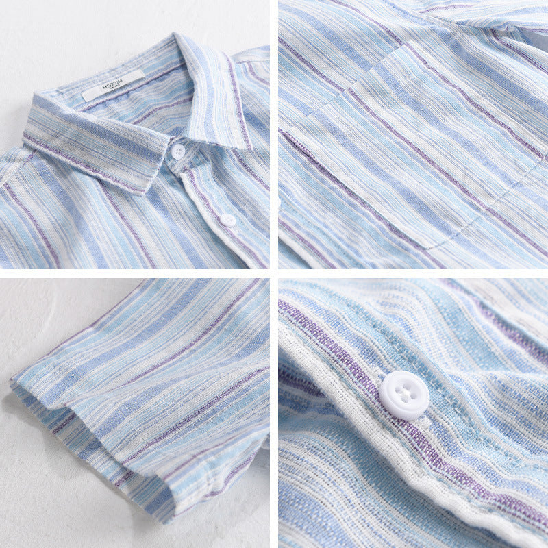 Summer Menswear Striped Minimalist Short Sleeve Shirt - D&A