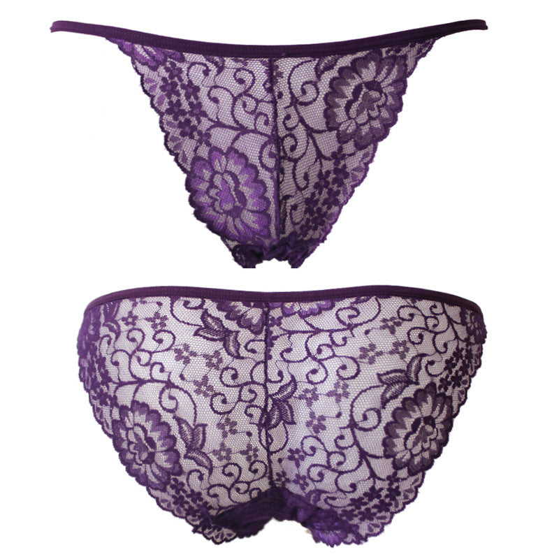 Sexy Underwear Women Lace Women's Underwear Briefs Briefs Purple One size - D&A