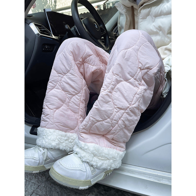 Winter Cotton-padded Waterproof Patchwork Lambskin Cotton Pants - D&A