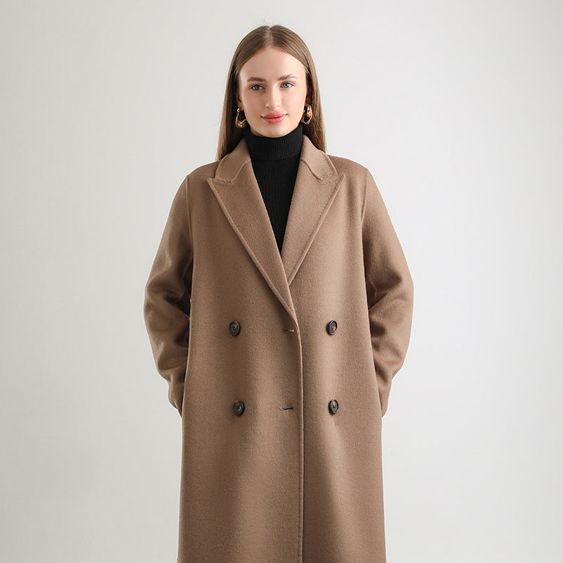 Women's Mid-length Woolen Wool Overcoat Coat - D&A