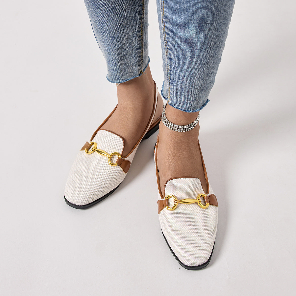 Closed Toe Half Slippers Women's Chunky Heel Low Heel Sandals - D&A