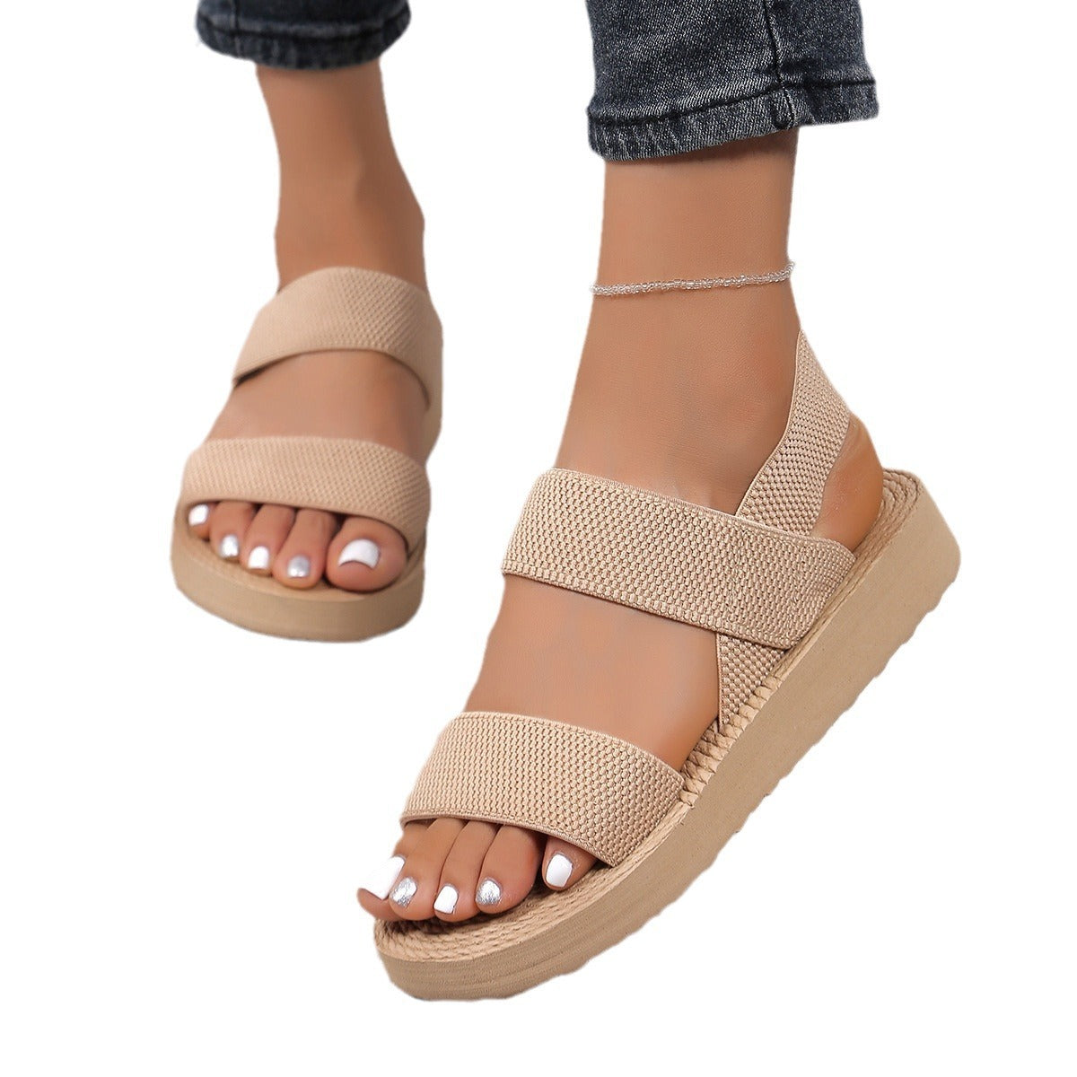 Women's Fashionable Flat Wedge Beach Sandals - D&A