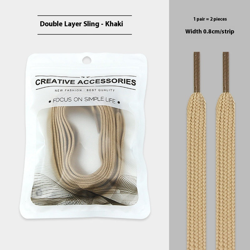 White Shoes Colorful Bandlet Shoelaces Khaki - D&A