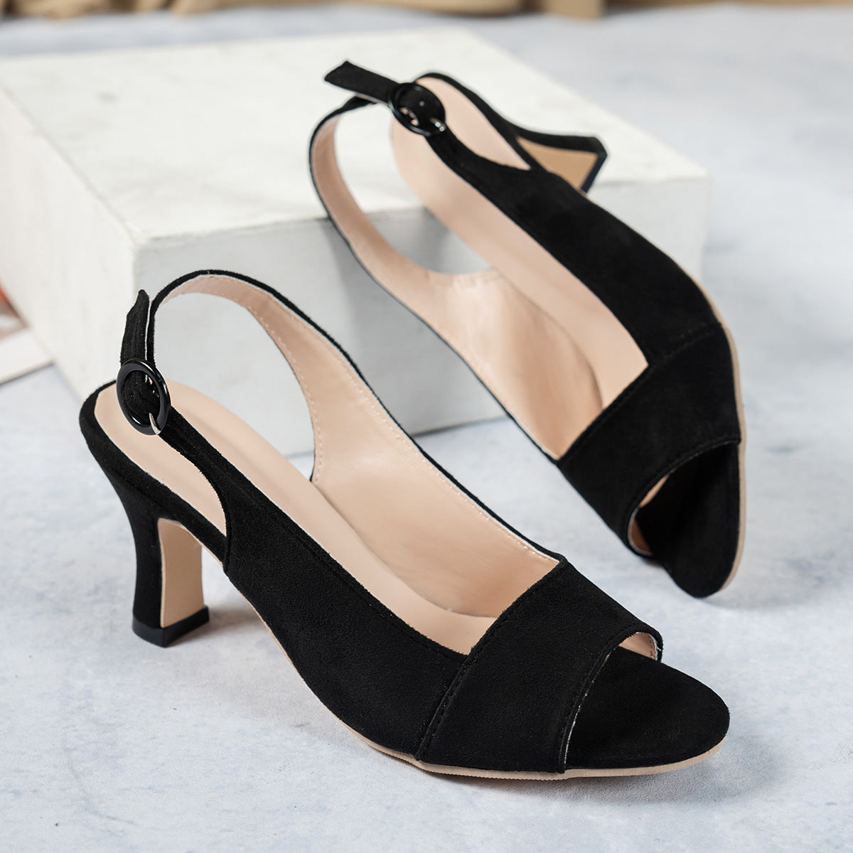 Spring And Summer New Pointed Toe Stiletto High Heel Shoes Black - D&A