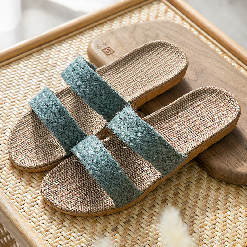Women's Indoor Floor Platform Non-slip Flip-flops Household Slippers Gray Horizontal Bar - D&A