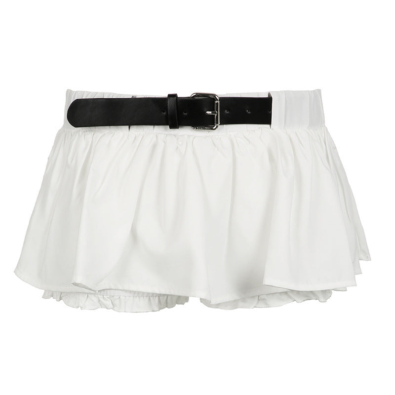 Vacation Leisure A- Line Lotus Leaf Miniskirt White - D&A