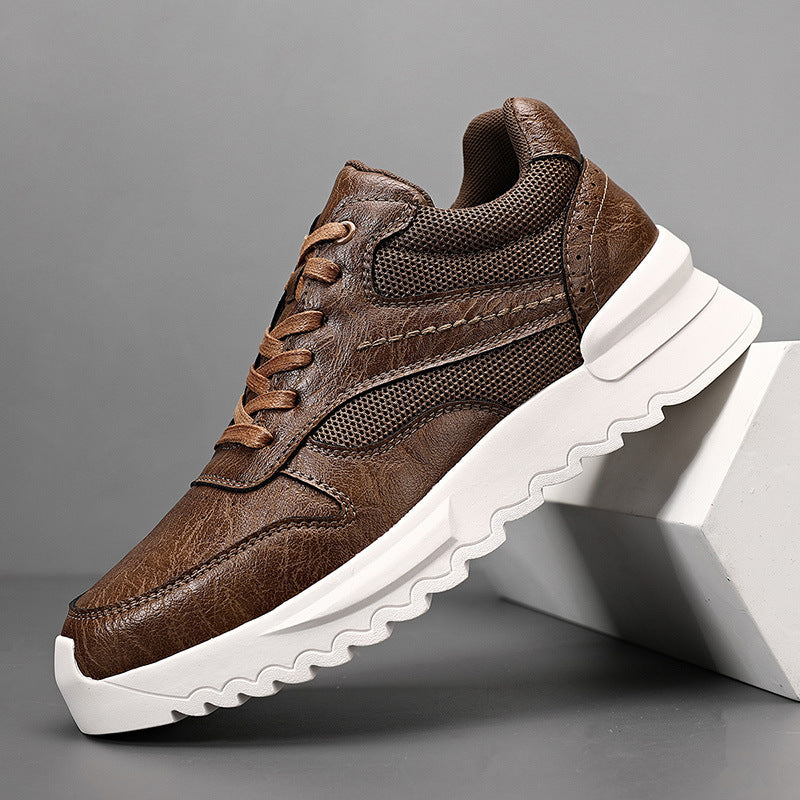 Invisible Wedge Hidden Heel Men's Casual Sports Shoes Brown - D&A