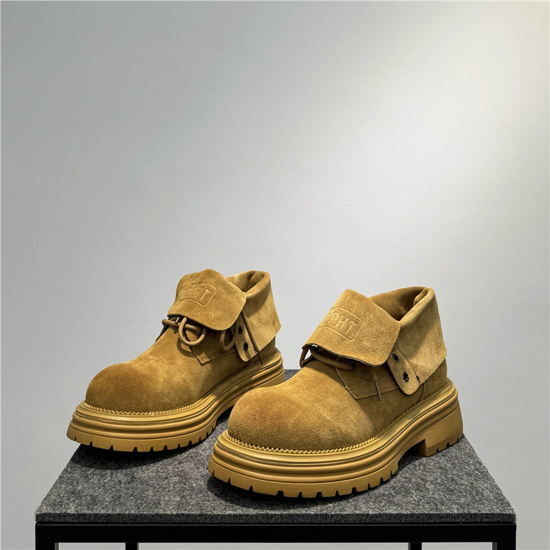 Retro Distressed Worker All-match Thick-soled Two-way Boots Camel - D&A