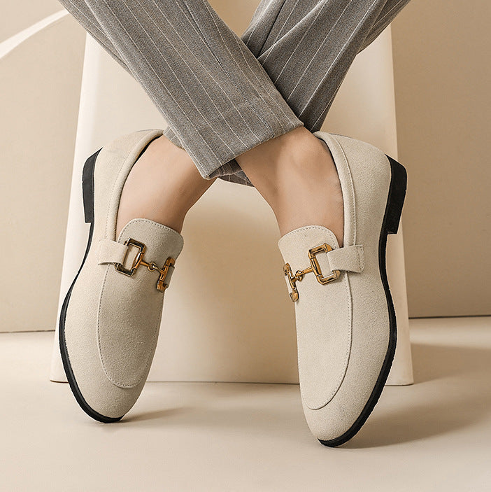 Men's Plus Size British Metal Buckle Casual Leather Shoes - D&A