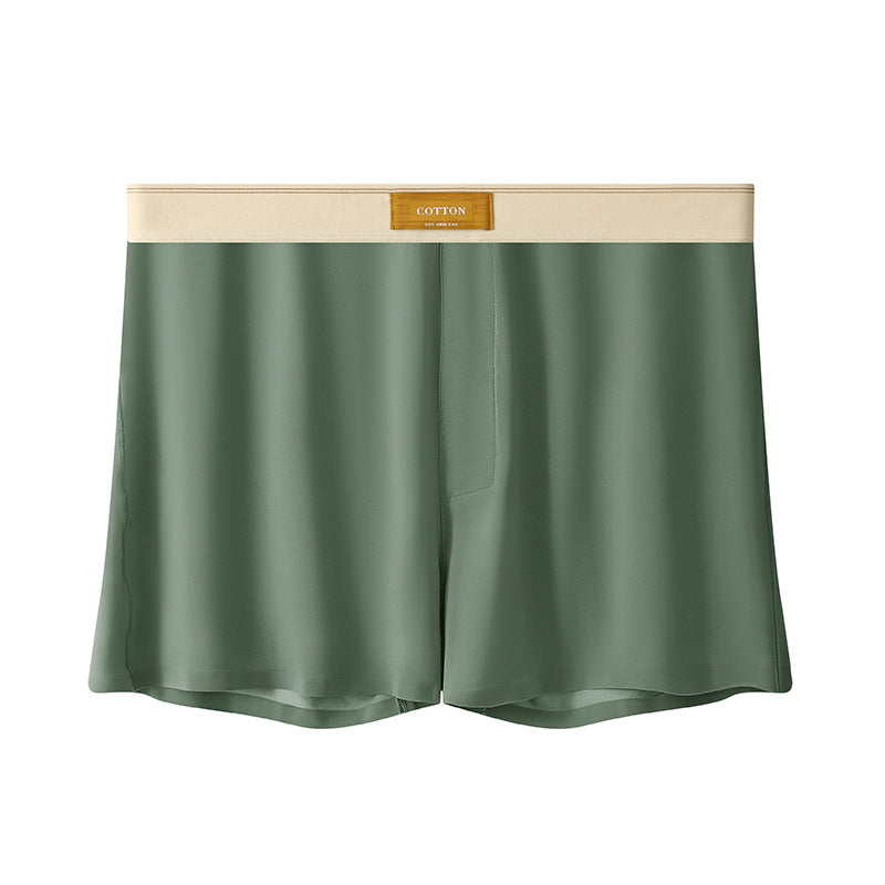 Men's Solid Color Loose Breathable Ice Silk Underwear Green - D&A
