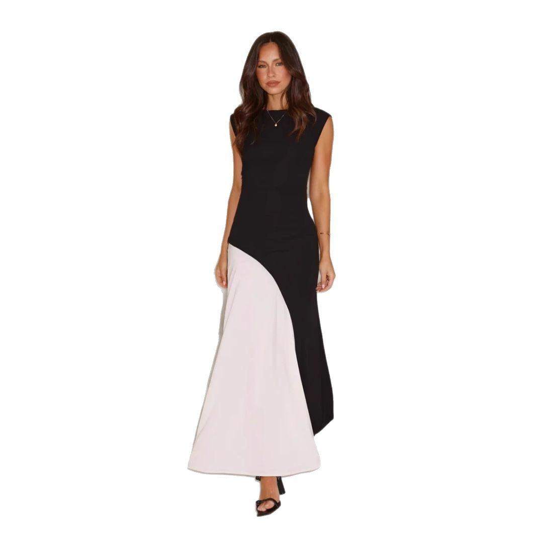 Women's Black And White Color Matching Women's Dress - D&A