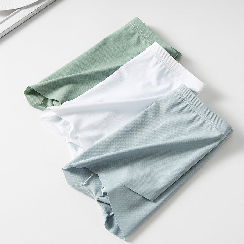 Men's Mid-rise Boxers Ice Silk Solid Color Underwear - D&A