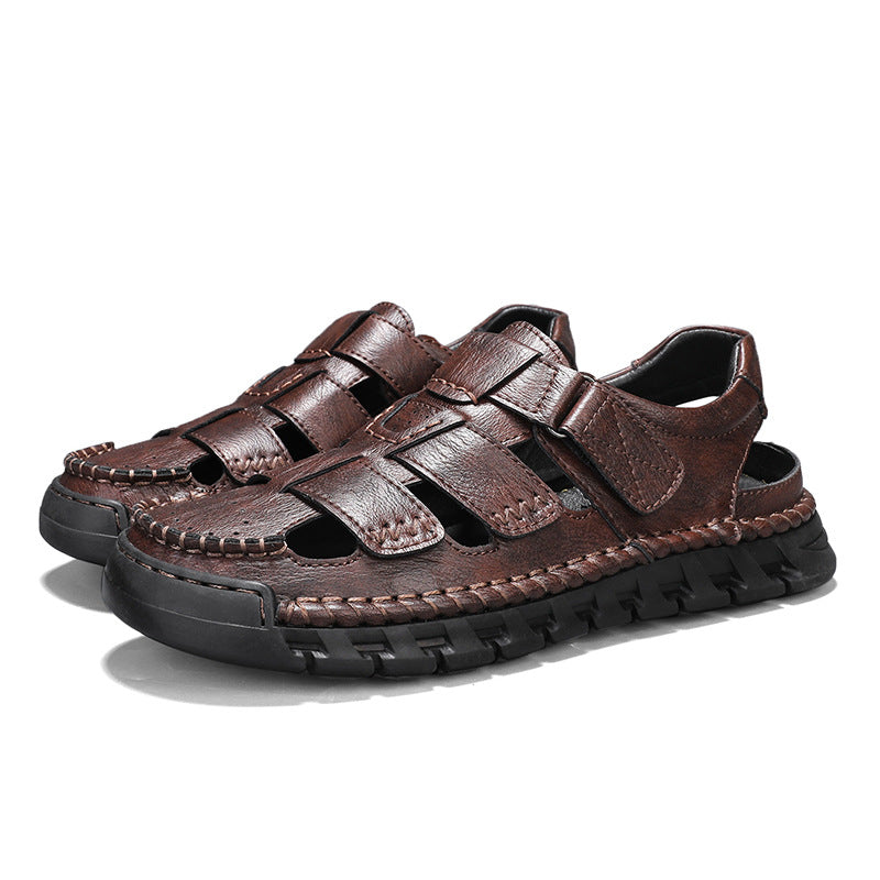 Men's Simple All-match Leather Non-slip Sandals - D&A