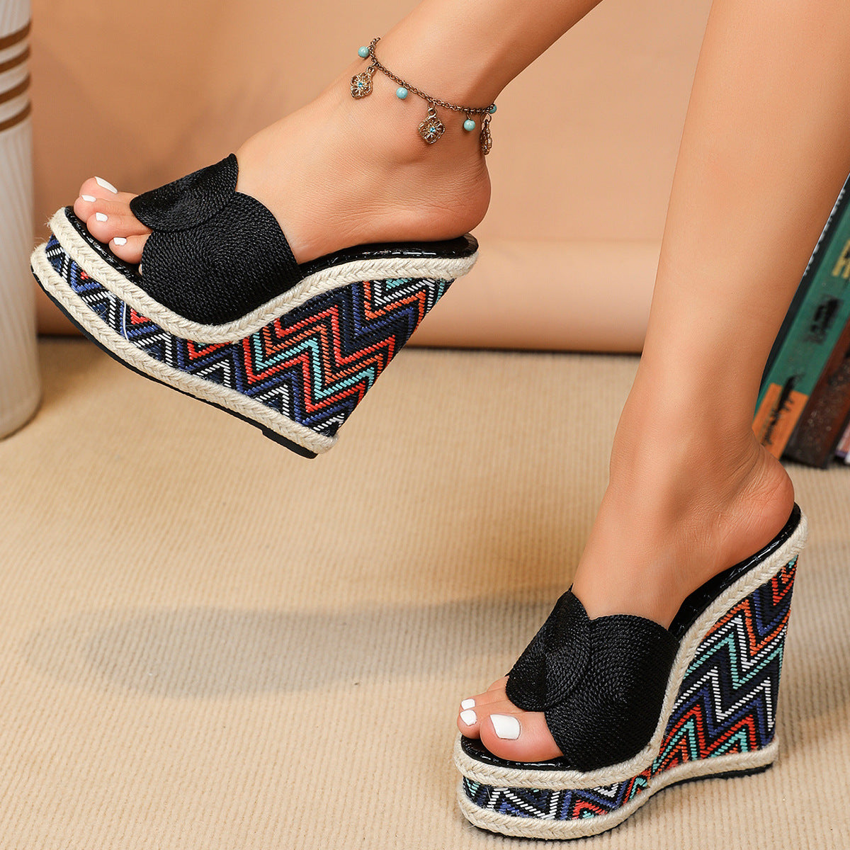 Women's Stylish Beach Simple Wedge Platform Slippers - D&A