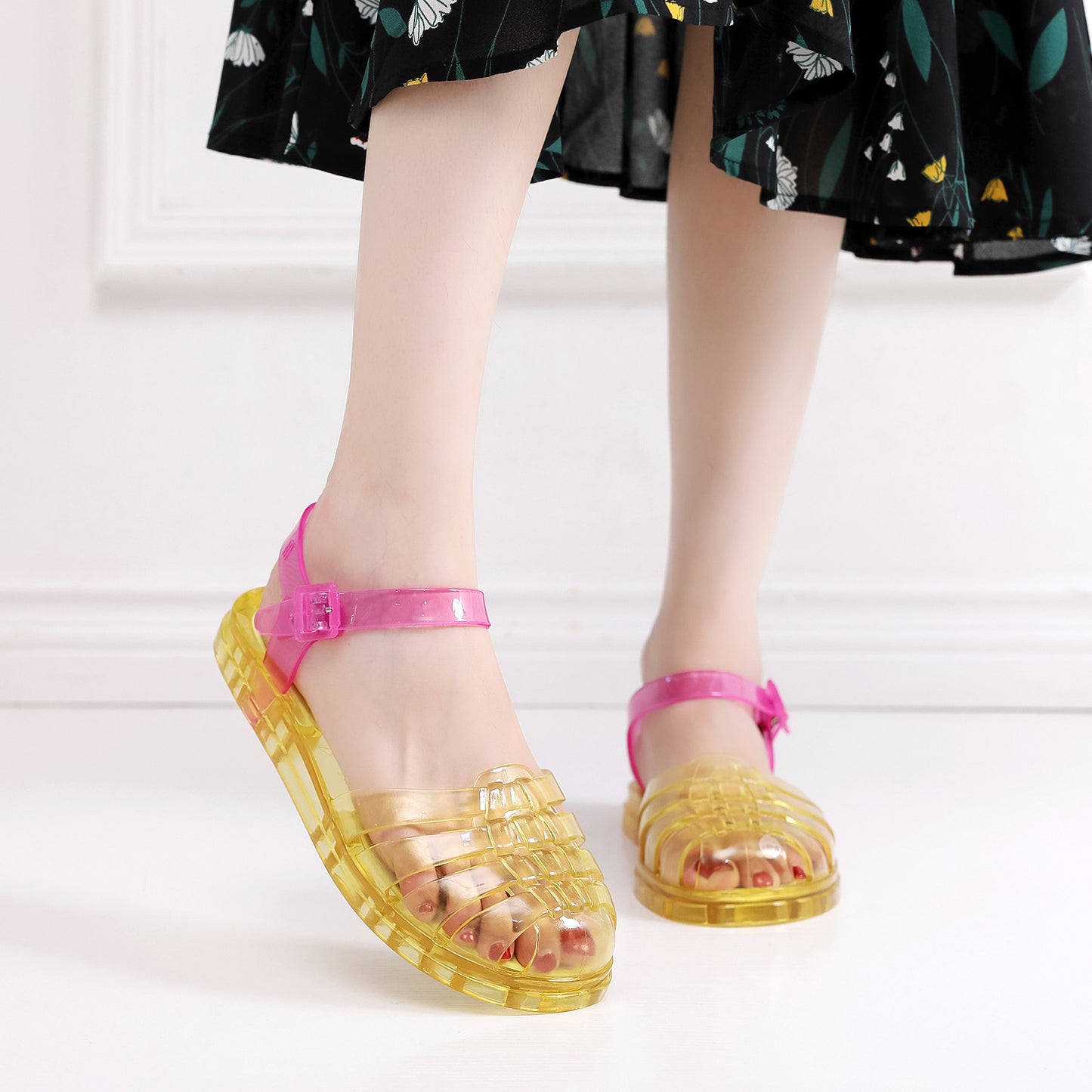 Women's Fashion Hollowed-out Beach Flat Sandals Yellow - D&A