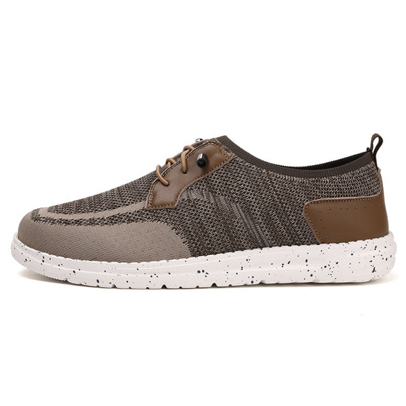 Men's Laceless Canvas Shoes Lightweight Breathable Plus Size Social Casual Men's Shoes Khaki - D&A