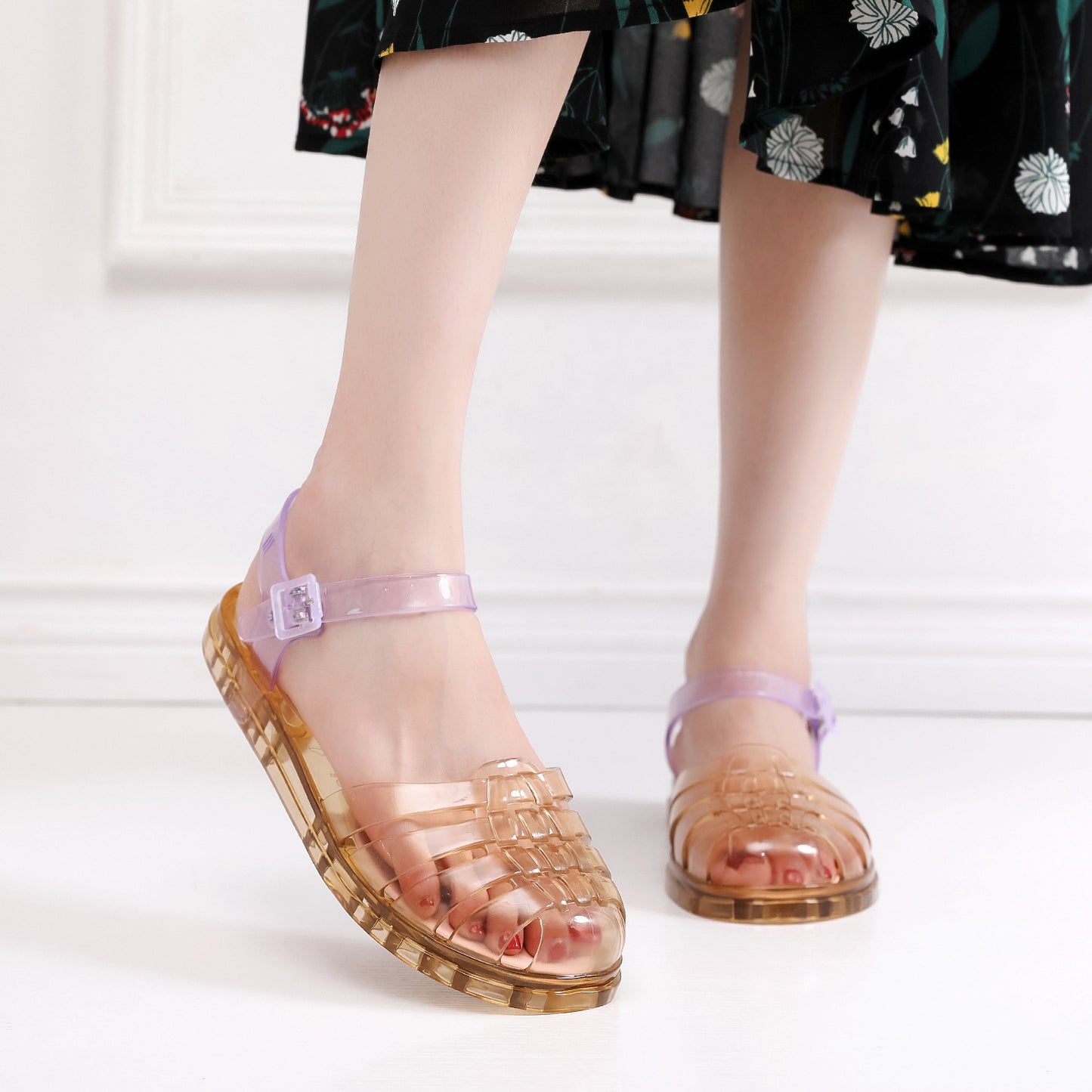 Women's Fashion Hollowed-out Beach Flat Sandals Khaki - D&A