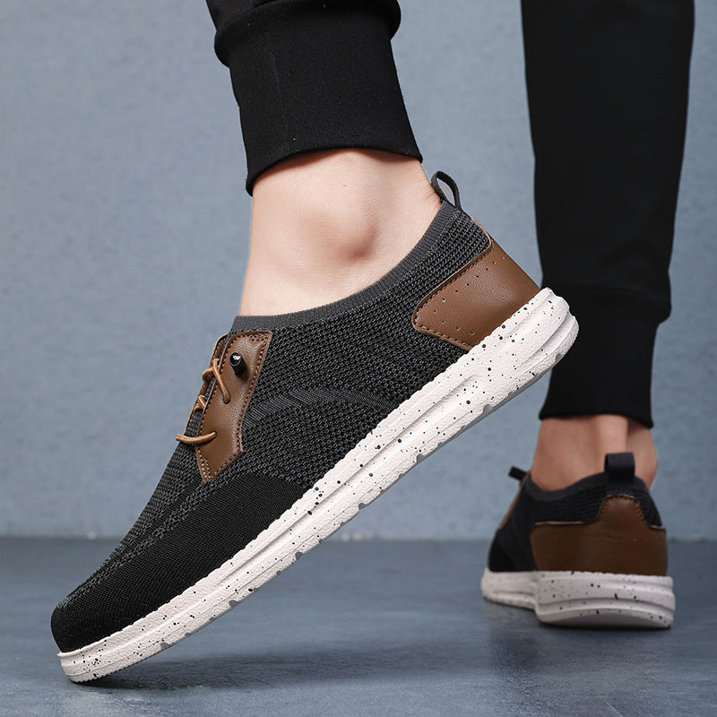Men's Laceless Canvas Shoes Lightweight Breathable Plus Size Social Casual Men's Shoes - D&A