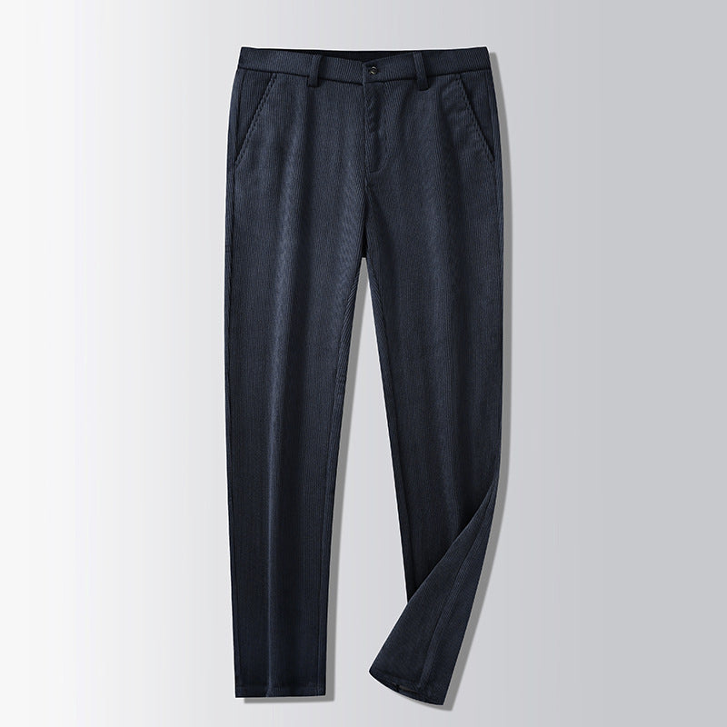 British Retro Middle-aged And Elderly Striped Pants Dark Blue - D&A