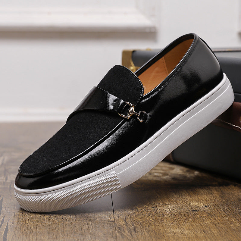 Men's Leather Shoes Horsebit Buckle Slip-on Black - D&A
