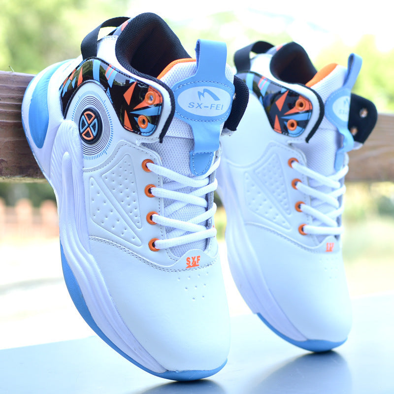 Men's Shoes Autumn And Winter Basketball Shoes Sports Running Shoes Students' Sneakers 2125 White And Blue - D&A