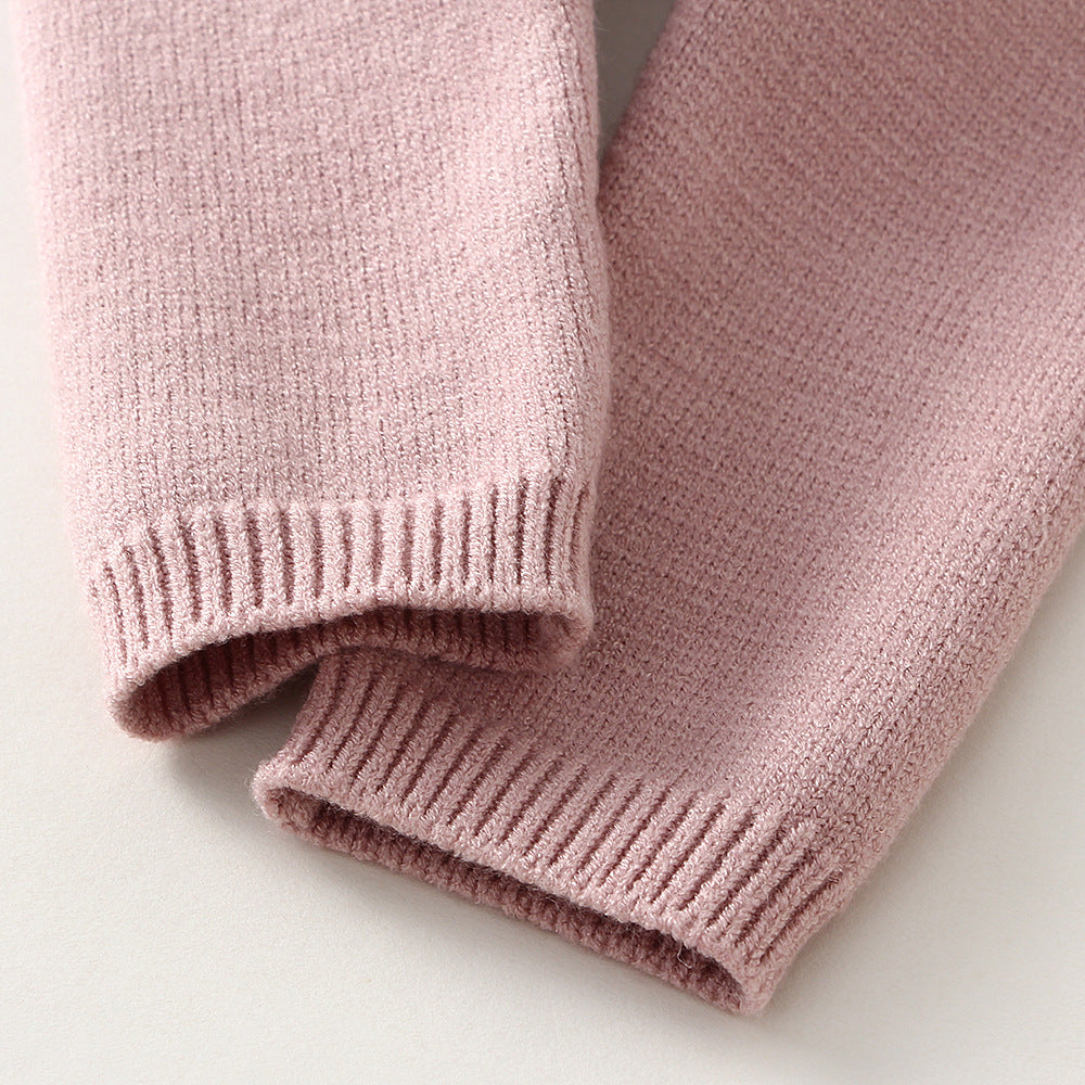 Children's Knitted Love Solid Color Sweater And Pants Set - D&A