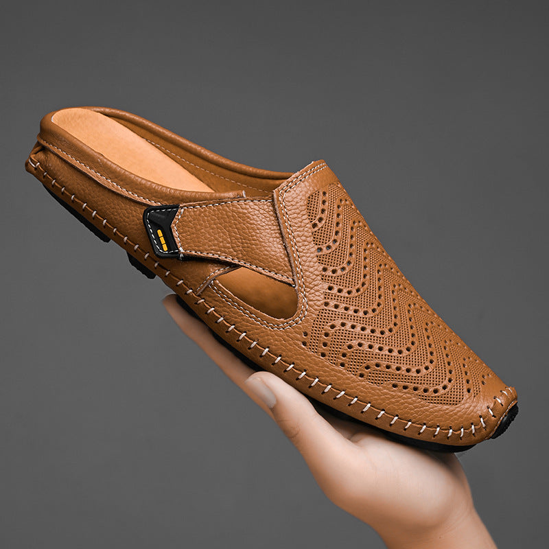 Fashion Men's Closed Toe Casual Breathable Sandals 8586 Brown - D&A