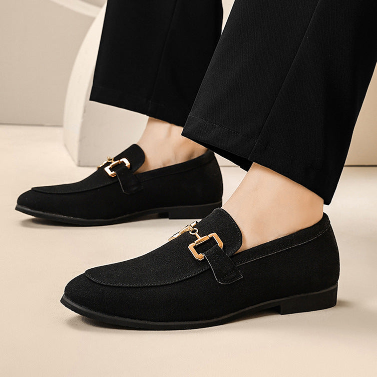 Men's Plus Size British Metal Buckle Casual Leather Shoes - D&A