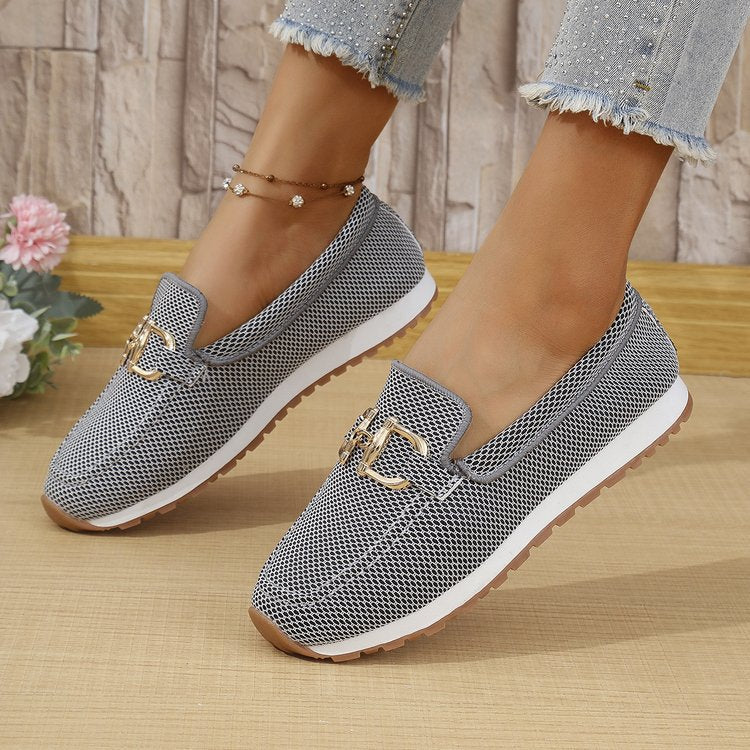 Women's All-match Casual Solid Color Flat Simple Sneaker - D&A